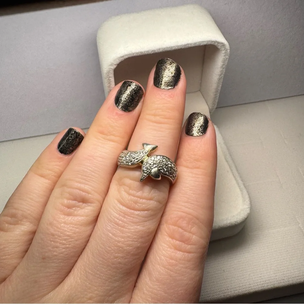 ROSS-SIMONS Dolphin 925 Sterling Silver CZ Ring Size 7.75